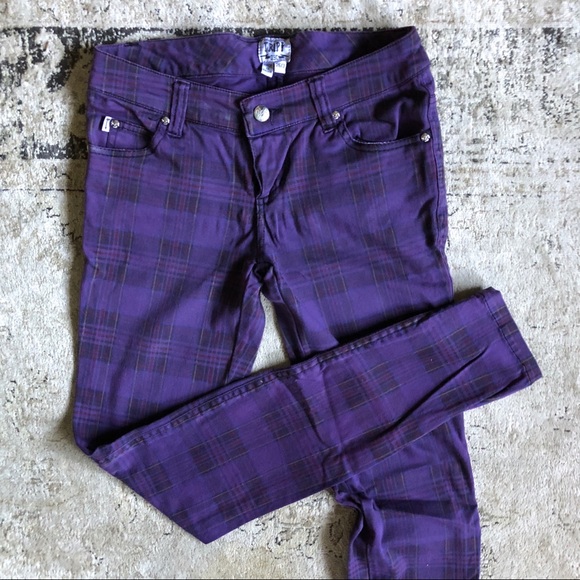 Tripp nyc Pants - Violet Plaid Skinny Jeans